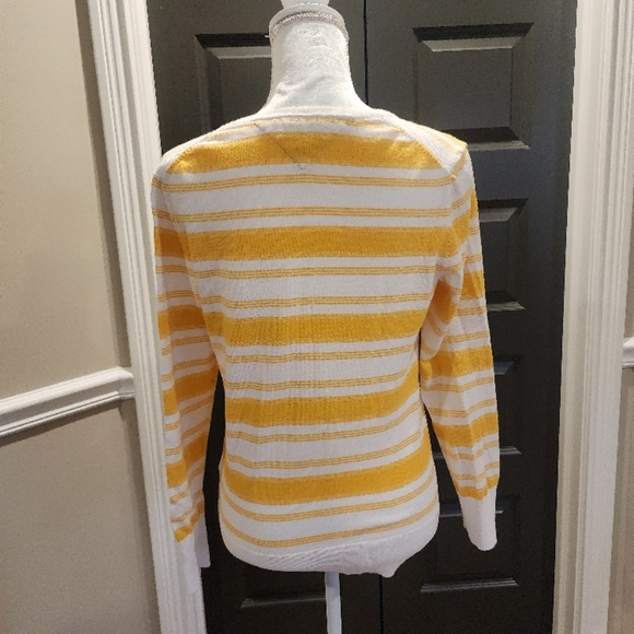 Tommy Hilfiger Yellow and White Striped Sweater - Picture 2 of 3